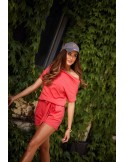 Summer jumpsuit tied at the waist Coral 3070 - Online store - Boutique